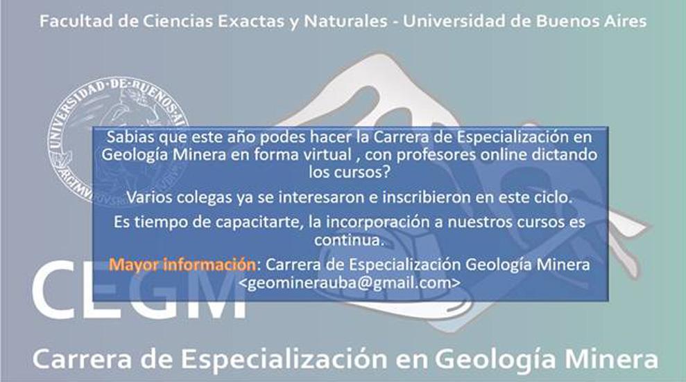 Carrera de especialización en Geología Minera