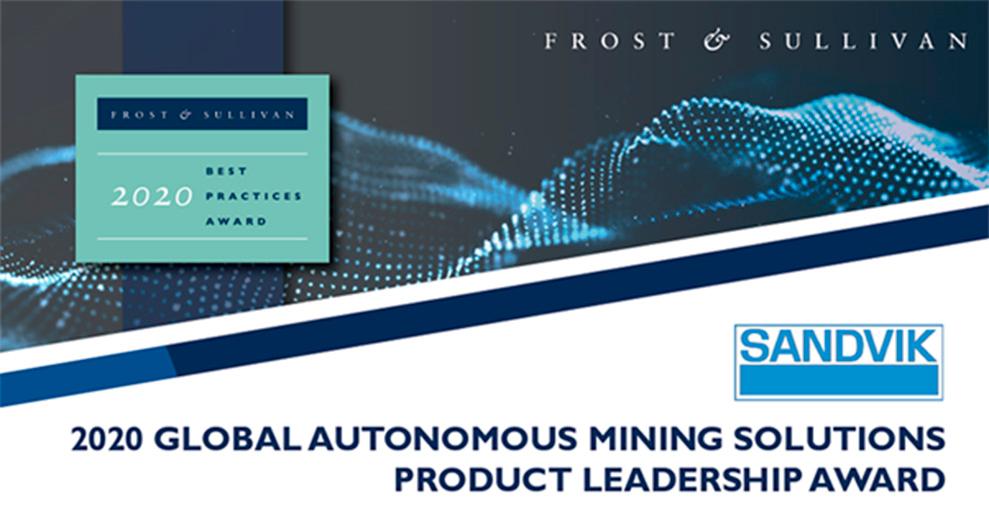 Sandvik AutoMine® y OptiMine® son reconocidos con el Premio Global al Liderazgo de Productos en Soluciones para Minería Autónoma 2020