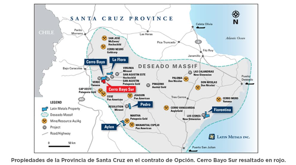 Latin Metals ofrece actualización de exploración en proyectos de exploración de oro y plata, provincia de Santa Cruz – Adquiere propiedad adicional en Cerro Bayo Sur