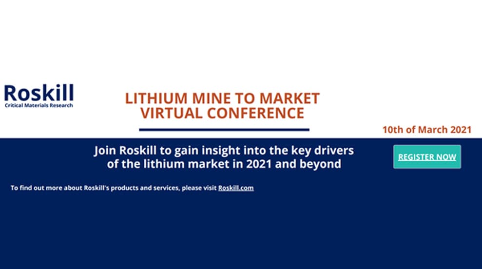 Imagen ilustrativa para la noticia: Roskill realizará su Lithium Mine to Market Conference 2021 el próximo 10 de marzo